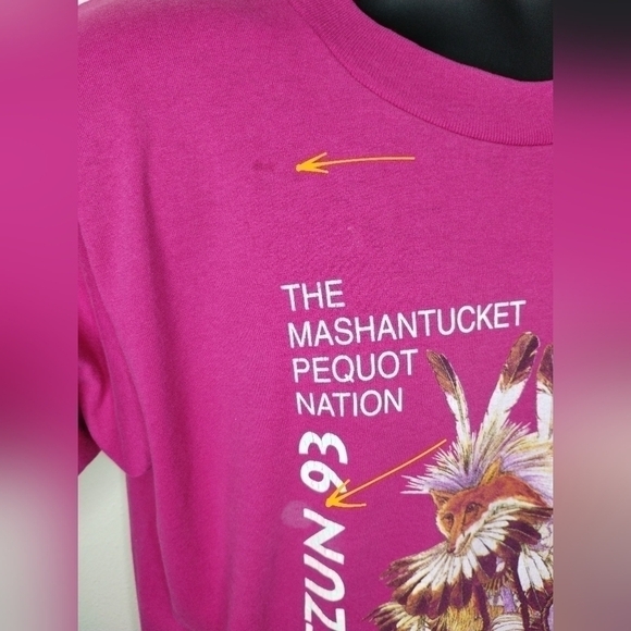 VINTAGE 90s Pequot Nation Pow Wow Tee Adult Large T-shirt Single Stitch Made USA - Picture 5 of 8